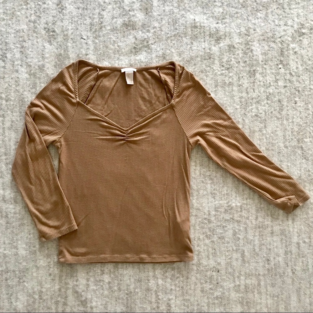 Ribbed Tan Long Sleeve Tee